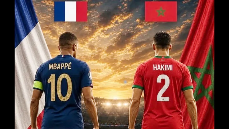 Cầu thủ Pháp và Morocco quyết tâm tranh chấp bóng giữa trận đấu